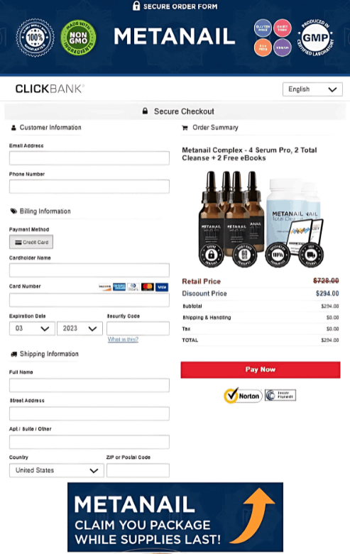 Metanail Complex Payment process  